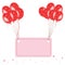 Red flying balloon place for text with confetti