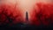 Red Fog: A Dark And Romantic Figurative Rendering Of A Decaying Forest