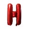 Red foil balloon alphabet H isolated on white. Birthday greeting card. Anniversary concept