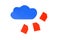 Red folders, files in the cloud abstract, simple paper cutouts, cloud data storage symbol, cloud computing operations simplified