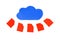 Red folders, lots of files in the cloud abstract, cloud data uploading symbol, cloud computing technology simplistic minimal