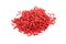 Red Food for fishing isolated on a white background. Pile of granules to feed carp. Granule fish food. Food for fish isolated on