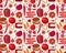 Red food seamless pattern. Vegetables and fruits and other red food on white. Chromotherapy, Color Benefits to Your