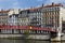 Red footbridge on the SaÃ´ne in Lyon city