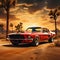 Red Ford Mustang Shelby Parked on the Side of a Dirt Road Created With Generative AI Technology