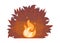 Red forest fire on night bush silhouette backdrop. Illustration of summer wildfire. Campfire icon. Burning bonfire