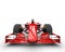 Red formula one car - front view