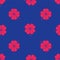 Red Four leaf clover icon isolated seamless pattern on blue background. Happy Saint Patrick day. Vector