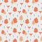 Red fox cartoon and forrest seamless pattern. Autumn pattern design with fox and trees