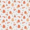 Red fox cartoon and forrest seamless pattern. Autumn pattern design with foxes, tent and trees.