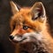 Red fox cub in meadow, vulpes vulpes, Small young cub in forest