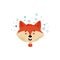 Red Fox Head or Face Expressing Emotion of Love Vector Illustration