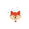 Red Fox Head or Face Expressing Emotion of Scare Vector Illustration