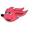 Red fox head laughing happily, doodle icon drawing