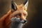 Red Fox - Vulpes vulpes, sitting up at attention. Red fox portrait. Generative AI.