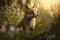 Red fox, Vulpes vulpes, standing in the grass. Generative AI