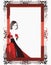 red frame with illustrated girl