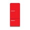 Red fridge fresh domestic electric freeze furniture icebox. Refrigerator front view vector flat icon