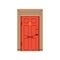 Red front door to house, closed elegant door vector illustration