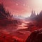 The Red Frontier: A Heavenly Scene of a Crimson Land Unfolding Before the Eyes