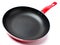 Red frying pan with teflon covering