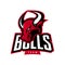 Red furious bull sport vector logo