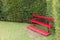 Red Garden Bench