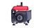 Red gasoline generator viewed from side