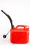 Red gasoline jerrycan on white background