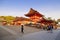 Red geates at Fushimi Inari shrine, one of famous landmarks in Kyoto, Japan