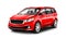 Red Generic Minivan Car On White Background. Perspective view. 3d illustration With Isolated Path.