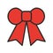 Red gift bow line icon. Vector illustration. Simple ribbon symbols. Tape element.