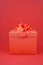 Red Gift box on red backgroud for Happy New Year