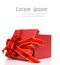 Red gift box with red and glod ribbon