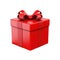 Red Gift Box with Shiny Red Ribbon Isolated on White Background with Clipping Path Cutout Concept for Festive Greetings,