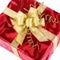 Red gift box with smart gold bow