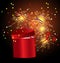 red gift box with sparkler