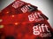 Red gift card. Four gift cards with red dots.