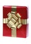 Red gift with gold ribbons