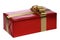 Red gift with gold ribbons