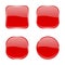 Red glass buttons. Shiny geometric 3d icons