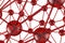 red glass Molecular geometric chaos abstract structure. Science technology network connection hi-tech background 3d rendering