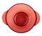 red Glass plate on a white background transparent matte deep brown with two handles on each side dishes for soup. View