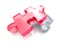 Red Glass Shiny Jigsaw Puzzle. Business Concept