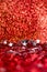 Red glitter and silver star abstract background, Perspective spa