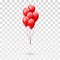 Red glossy balloons bunch. illustration isolated on transparent background