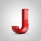 Red glossy chiseled letter J uppercase