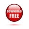 Red glossy download free button on white