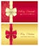 Red glossy gift card with cream ribbon