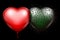 Red glossy heart and green spiked heart